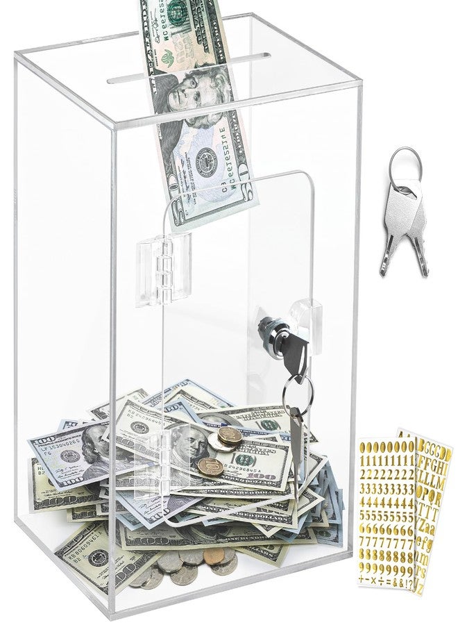 Vcertcpl X-Large Acrylic Clear Piggy Bank with Lock for Adults and Kids, Money Saving Box, Openable Coin Bank, Change Jar - Image 1